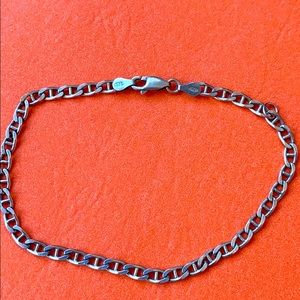 Vintage Sterling silver 8” long anklet bracelet